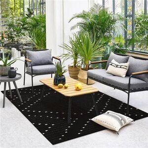 Black Area Rug for Living Room Large Boho Washable Moroccan Cotton Thin Carpet